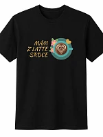 Dámske bavlnené tričko s potlačou - I HAVE A HEART OF LATTE - čierne