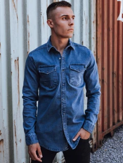 Pánska modrá džínsová košeľa FashionStreet DX2589