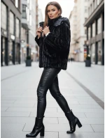 Dámská kožešinová bunda s kapucí černá Dstreet model 21995152 - FashionStreet