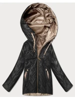 Pikowana kurtka damska z kapturem Goodlookin czarna (B8596-1) Pikowana kurtka damska z kapturem Goodlookin czarna (B8596-1)