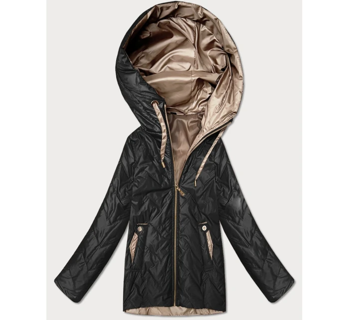 Pikowana kurtka damska z kapturem Goodlookin czarna (B8596-1) Pikowana kurtka damska z kapturem Goodlookin czarna (B8596-1)