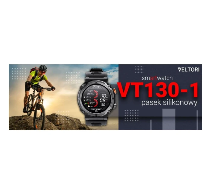 VELTORI VT130-1 Smartwatch Čierny silikónový remienok VELTORI VT130-1 Smartwatch Čierny silikónový remienok