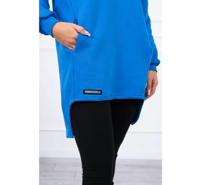 Zateplená halenka s delšími zády chrpově modrá Zateplená halenka s delšími zády chrpově modrá