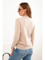 Dámsky sveter polo rolák z mäkkej priadze tmavo béžový