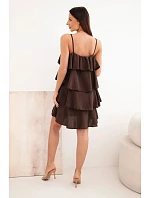 Dámske mini šaty s volánikmi hnedé