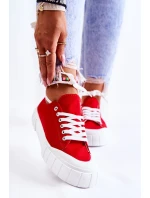 Damskie Trampki Na Platformie Czerwone Comes