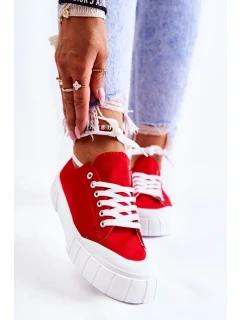 Damskie Trampki Na Platformie Czerwone Comes