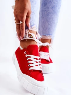 Damskie Trampki Na Platformie Czerwone Comes