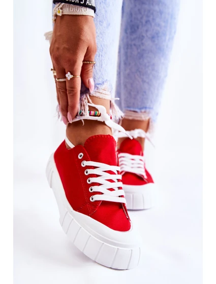 Damskie Trampki Na Platformie Czerwone Comes