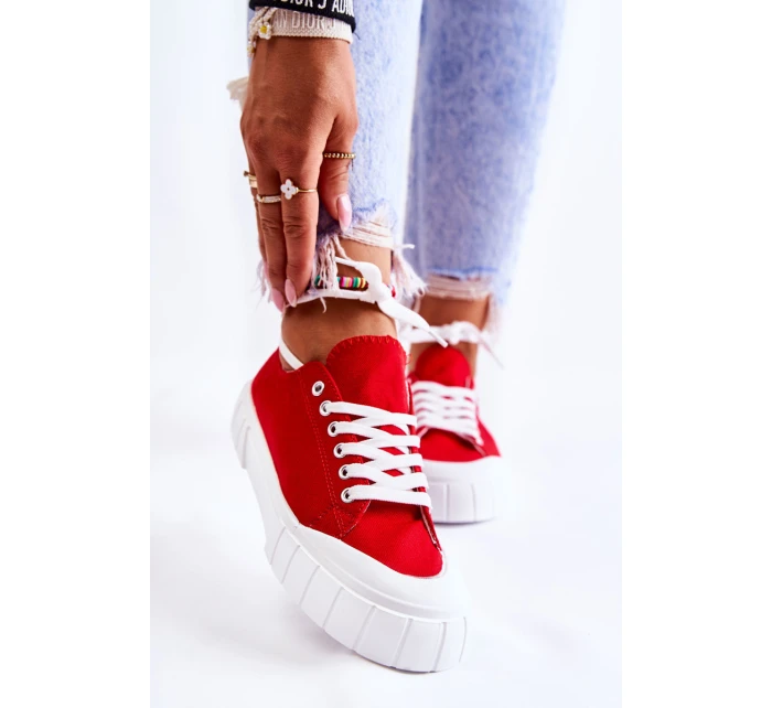 Damskie Trampki Na Platformie Czerwone Comes