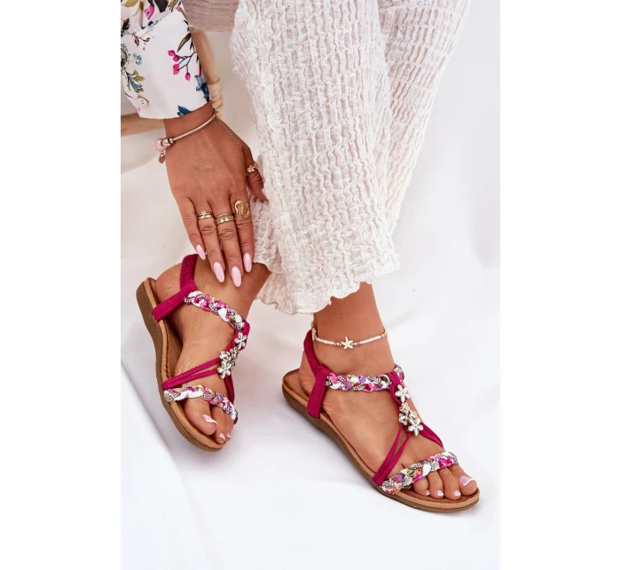 Sandały Damskie Płaskie Z Plecionymi Paskami I Przypinkami Artiker 56C1314 Fuksja Sandały Damskie Płaskie Z Plecionymi Paskami I Przypinkami Artiker 56C1314 Fuksja
