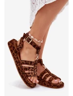 Sandały Damskie Na Platformie Ze Złotym Detalem Panterka Kartia