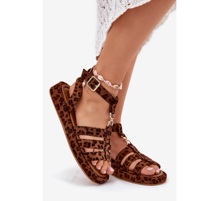 Sandały Damskie Na Platformie Ze Złotym Detalem Panterka Kartia