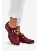 Dámské kožené elegantní šněrovací polobotky model 21707326 bordó - Zazoo