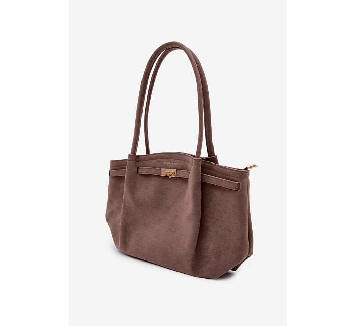 Shopper kabelka z eko semiše tmavohnědá Elleea