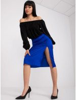 Kobaltová ceruzková sukňa RUE PARIS s vysokým pásom