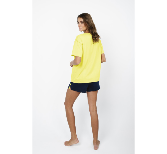 Dámske pyžamo Sidari s krátkym rukávom a krátkymi nohavicami - žltá/navy blue