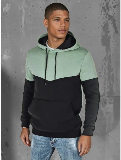 Pánska základná mikina s kapucňou v mätovej farbe FashionStreet BX5876
