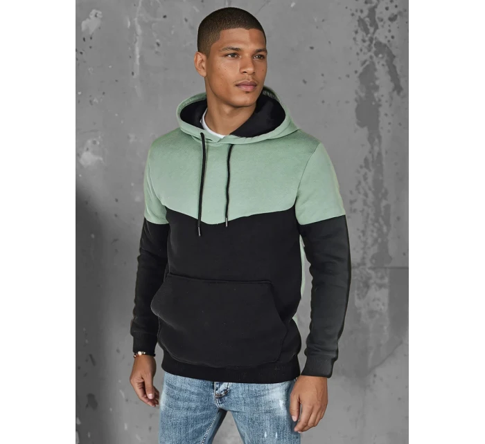 Pánska základná mikina s kapucňou v mätovej farbe FashionStreet BX5876