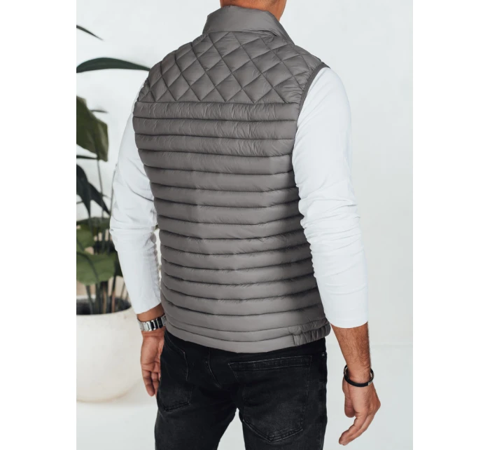 Pánska prešívaná tmavosivá vesta FashionStreet TX5079