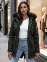 Dámská zimní bunda parka s kožešinou zelená Dstreet model 21995445 - FashionStreet