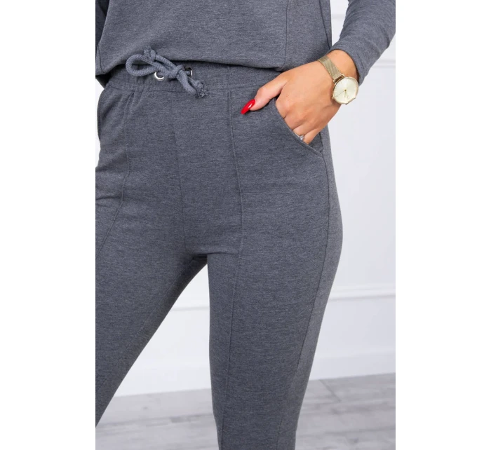 Súprava s gombíkovým výstrihom grafitová