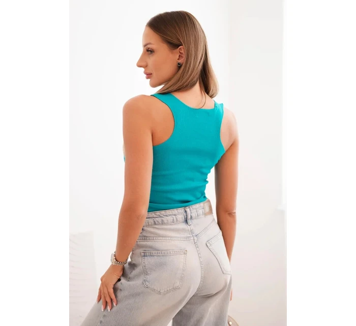 Dámsky prúžkovaný top s ozdobnou aplikáciou tmavá mentolová Dámsky prúžkovaný top s ozdobnou aplikáciou tmavá mentolová