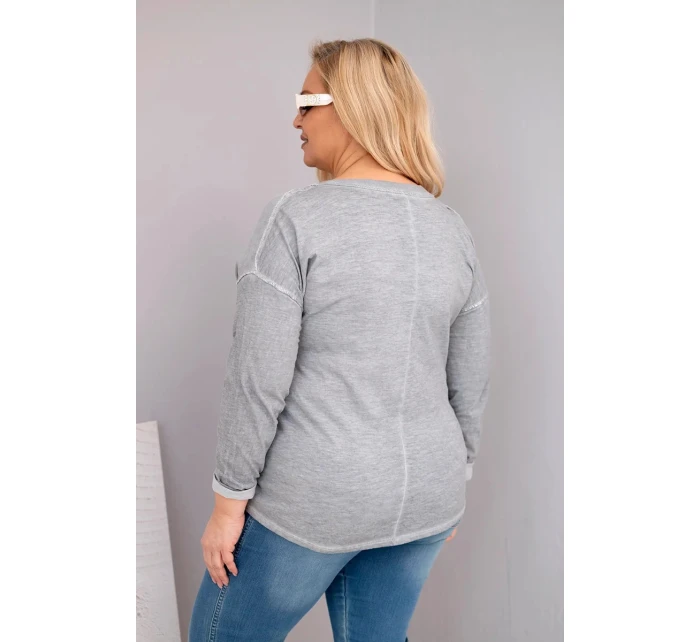 Dámske Plus veľkosť blúzka s potlačou Love You More Grey Dámske Plus veľkosť blúzka s potlačou Love You More Grey