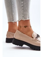 Dámské mokasíny na ploché podrážce béžové model 21649166 - VINCEZA Dámské mokasíny na ploché podrážce béžové model 21649166 - VINCEZA