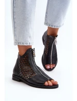 Kožené sandály na zip model 21649674 - Zazoo