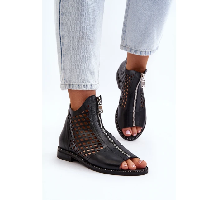 Kožené sandály na zip model 21649674 - Zazoo