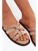 Dámské ploché nazouváky s pásky a semiše béžové model 22125712 - Boto