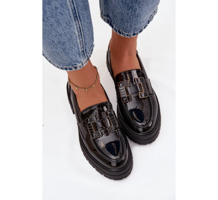 Dámské lakované mokasiny YL253 černé - Diamantique