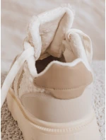 Dámské tenisky s kožešinou na platformě béžové Dstreet model 21992228 - FashionStreet