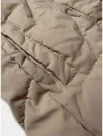 Béžová dámska vesta s kapucňou a kožušinovým lemom J Style (16M9172-62)