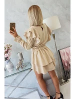 Šaty so zvislými volánmi béžovej Šaty so zvislými volánmi béžovej