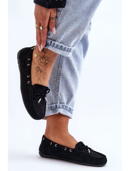 Damskie Zamszowe Mokasyny Czarne Si Passione