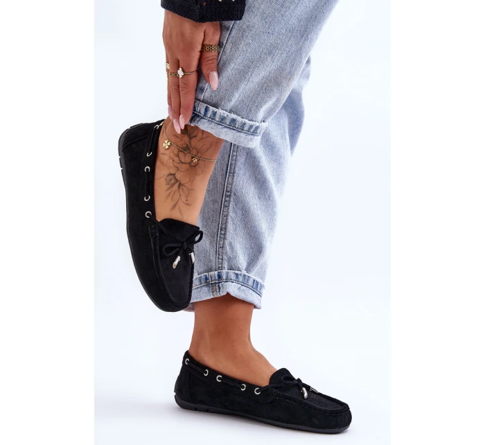 Damskie Zamszowe Mokasyny Czarne Si Passione