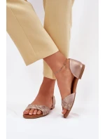 Skórzane Sandały Damskie Na Płaskim Obcasie Maciejka 06947-25 Złote