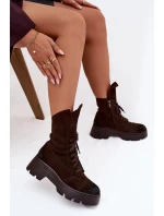 Dámské workery Z Naturalnego Zamszu Zazoo 976 Čokoládové