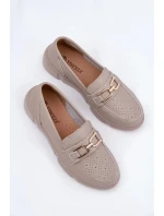 Dámske kožené mokasíny so zlatými detailmi Vinceza - tmavo béžové Dámske kožené mokasíny so zlatými detailmi Vinceza - tmavo béžové