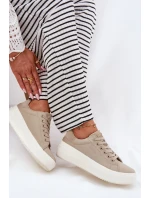 Dámske textilné tenisky na platforme Big Star - béžové Dámske textilné tenisky na platforme Big Star - béžové