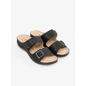 Designové černé dámské  sandály na klínku