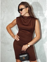 Dámske mini šaty ELITE tmavohnedé FashionStreet EY2549