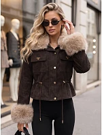 Dámska zimná bunda s kožušinou, hnedá, FashionStreet TY5704