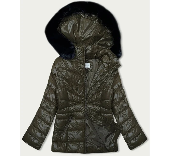 Dámska prešívaná zimná bunda v khaki farbe (V776G)