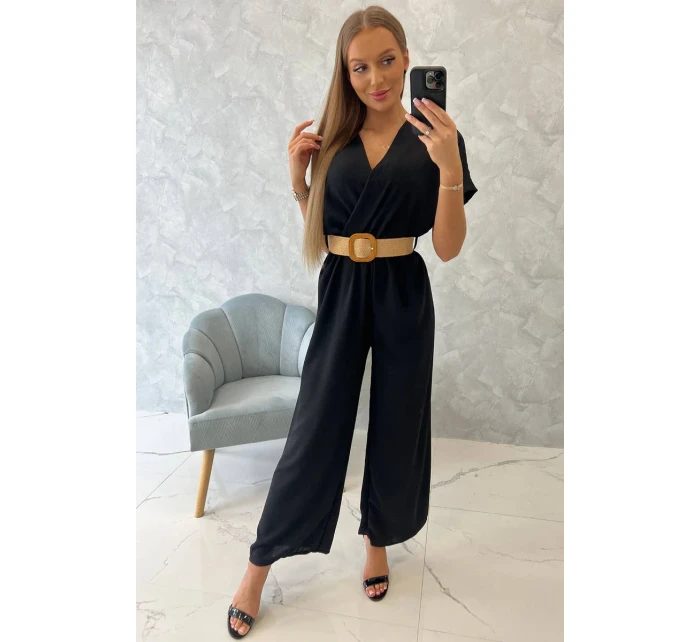 Kombinéza s ozdobným pásom čierna Kombinéza s ozdobným pásom čierna