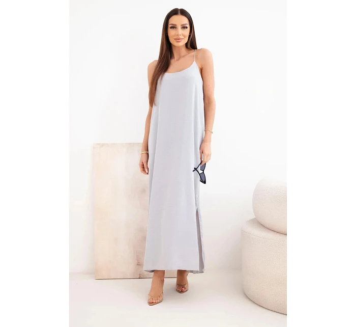 Dlouhé šaty na ramínka šedá