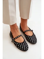Zdobené baleríny s páskem eko černé model 21670629 - Boto