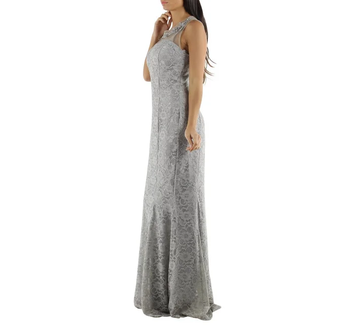 Společenské a šaty krajkové dlouhé značkové Paris šedé Šedá / XS  Paris model 15042638 - CHARM'S Paris